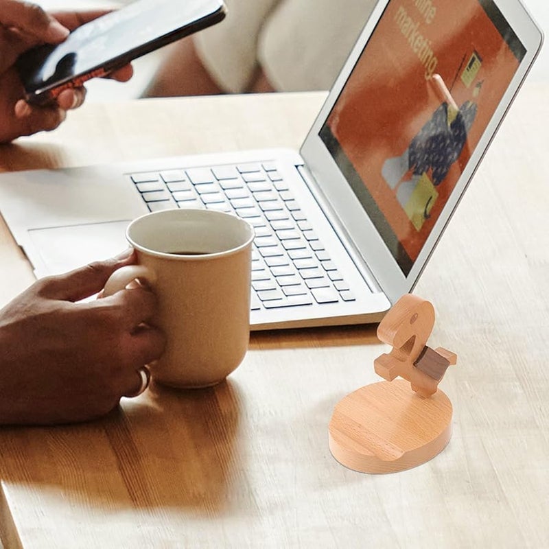 Natural Beech Wood Horse Shaped Phone Holder Stand for Desk and Car Office Smartphones - Image 3